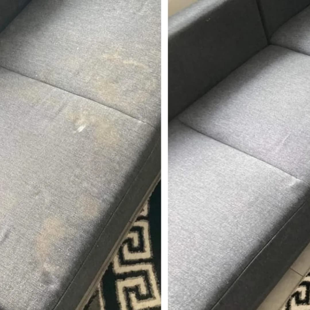 Canapé microfibre nettoyé avant après — DKP France